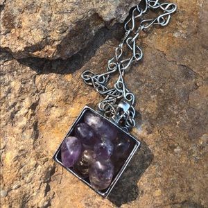 Ametrine Box of Rocks Pendant w/ Hemp Necklace